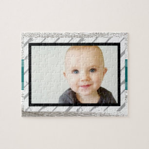 Rustikales Barnwood Pattern Baby Foto Puzzle