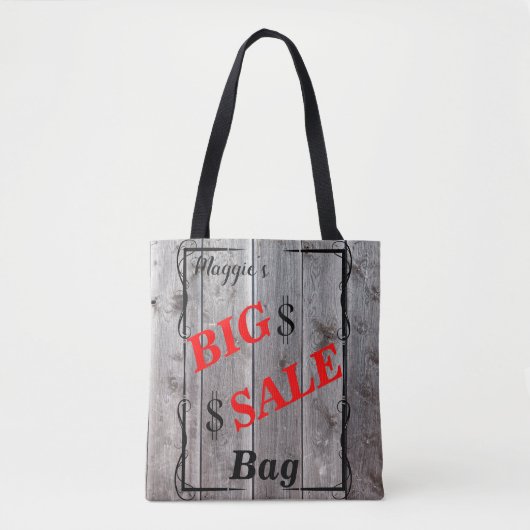 Rustikales Barnwood Personalisiert Bargain Hunter Tasche (Vorderseite)