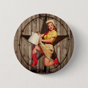 rustikales BarnWood texas Star Western Country Cow Button