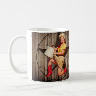 rustikales BarnWood texas Star Western Country Cow Kaffeetasse