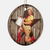 rustikales BarnWood texas Star Western Country Cow Keramikornament (Links)