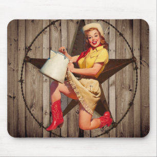 rustikales BarnWood texas Star Western Country Cow Mousepad