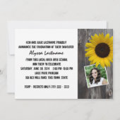 Rustikales Barnwood und Sonnenblumen Abschluss Einladung (Rückseite)