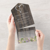 Rustikales Barnwood & Wildblumen Kein Abendessen All In One Einladung (Abreißen)