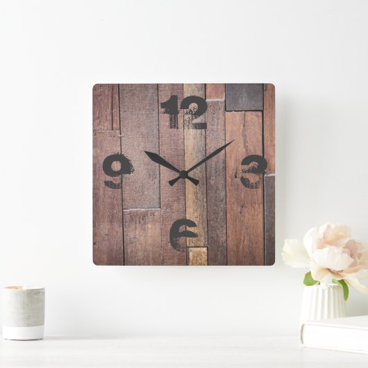 Rustikales Barnyard Wood. Quadratische Wanduhr (Zuhause)