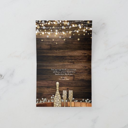 Rustikales Barrel Weinglas geklappt Danke Karte (Innenseite)