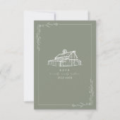 Rustikales Bartsage Green Wedding RSVP (Vorderseite)