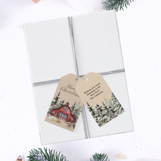 Rustikales Barwasser Farbe Land Weihnachten Geschenkanhänger