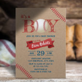 Rustikales Baseball Boy Sports Theme Kraft Baby Du Einladung