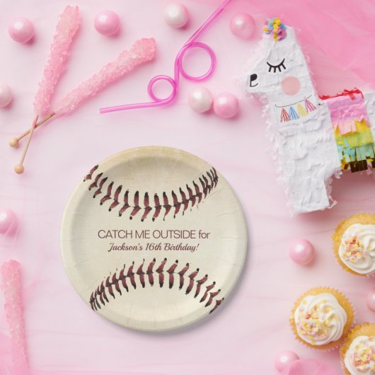 Rustikales Baseball-Strings-Party Pappteller (Party)