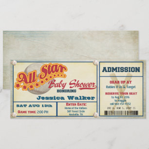 Rustikales Baseball Ticket Baby Dusche Einladung