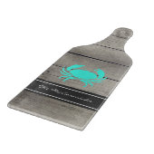 Rustikales Bauernhaus Aquamarin Blue Crab Monogram Schneidebrett (Ecke)