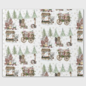 Rustikales Bauernhaus auf der Landseite mit schnee Geschenkpapier (Flach)