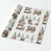 Rustikales Bauernhaus auf der Landseite mit schnee Geschenkpapier (Ungerollt)