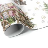 Rustikales Bauernhaus auf der Landseite mit schnee Geschenkpapier (Rolleneckpunkt)