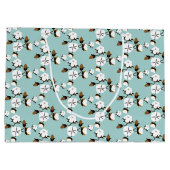 Rustikales Bauernhaus Baumwolle Blume & Aquamarin Große Geschenktüte (Rückseite)