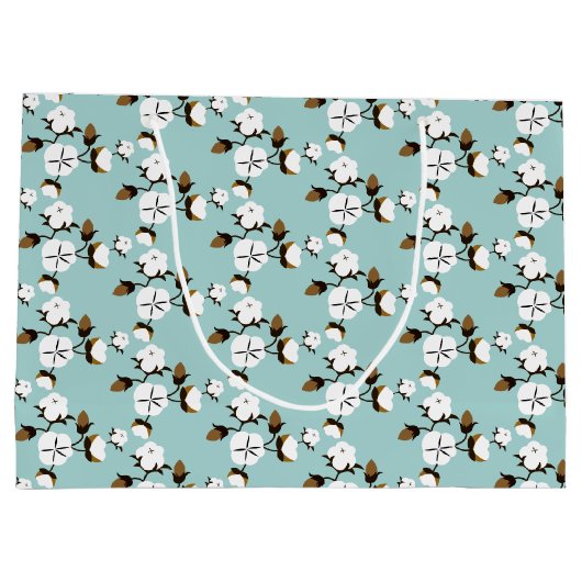Rustikales Bauernhaus Baumwolle Blume & Aquamarin Große Geschenktüte (Rückseite)