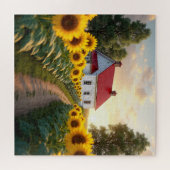 Rustikales Bauernhaus bei Sonnenaufgang Puzzle (Horizontal)