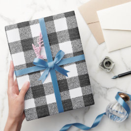 Rustikales Bauernhaus Black and White Gingham Kari Geschenkpapier