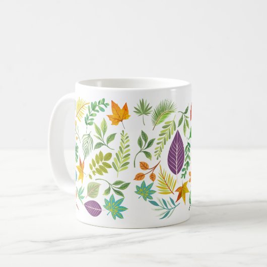 Rustikales Bauernhaus-Blätter | Herbst-Keramik Kaffeetasse (Vorderseite Links)