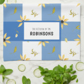 Rustikales Bauernhaus Blaugingham mit Monogramm Geschirrtuch (Gefaltet)