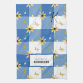 Rustikales Bauernhaus Blaugingham mit Monogramm Geschirrtuch (Vertikal)