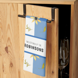 Rustikales Bauernhaus Blaugingham mit Monogramm Geschirrtuch