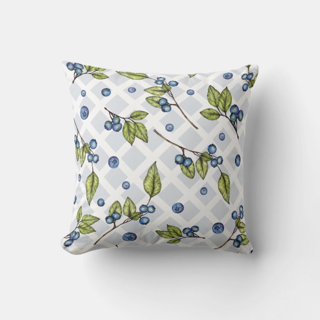 Rustikales Bauernhaus Blueberry Lattice Throw Kiss Kissen (Vorderseite)