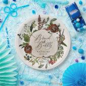 Rustikales Bauernhaus bordeauxfarbenes botanisches Pappteller (Party)