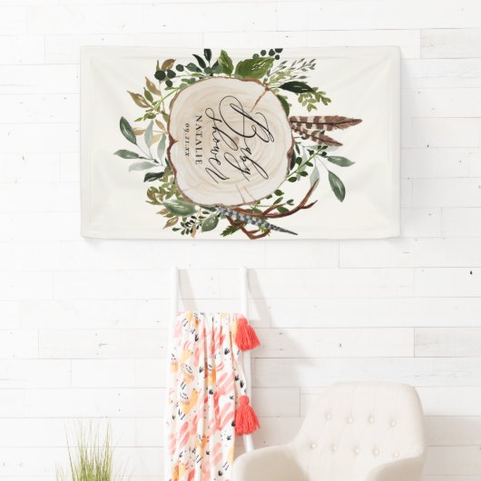 Rustikales Bauernhaus Botanische Babydusche Banner (Insitu)