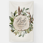 Rustikales Bauernhaus Botanische Babydusche Banner (Vertikal)