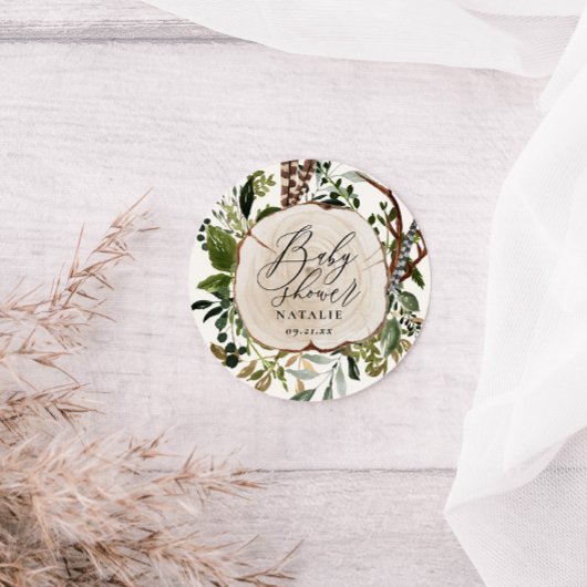 Rustikales Bauernhaus Botanische Babydusche Runder Aufkleber
