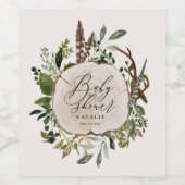 Rustikales Bauernhaus Botanische Babydusche Weinetikett (Einzelnes Label)