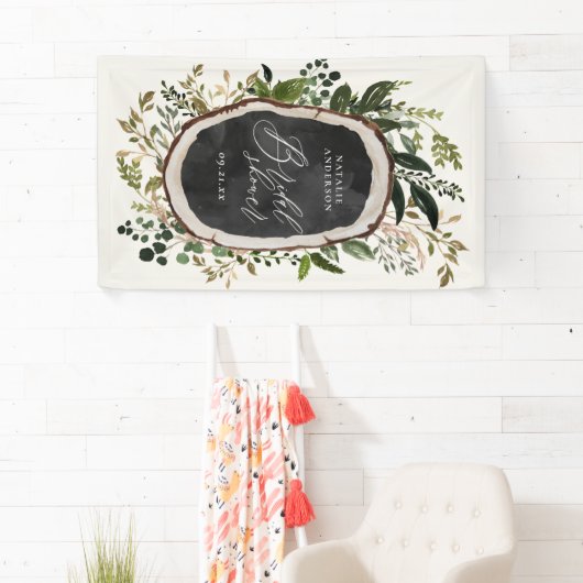 Rustikales Bauernhaus botanisches Brautparty Banner (Insitu)