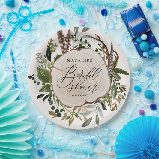 Rustikales Bauernhaus botanisches Brautparty Pappteller (Party)