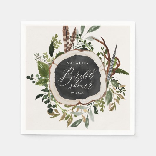 Rustikales Bauernhaus botanisches Brautparty Serviette (Vorderseite)