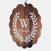 Rustikales Bauernhaus Brown Wood White Country Lau Ornament Karte (Links)