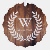 Rustikales Bauernhaus Brown Wood White Country Lau Ornament Karte (Rückseite)