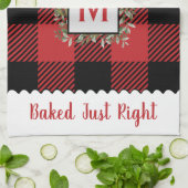 Rustikales Bauernhaus Buffalo Karo Monogram Weihna Geschirrtuch (Gefaltet)