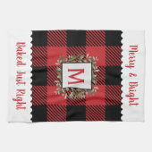 Rustikales Bauernhaus Buffalo Karo Monogram Weihna Geschirrtuch (Horizontal)