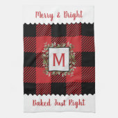 Rustikales Bauernhaus Buffalo Karo Monogram Weihna Geschirrtuch (Vertikal)