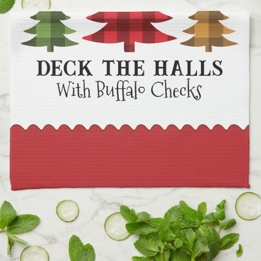 Rustikales Bauernhaus Buffalo Karo Weihnachtsbäume Geschirrtuch (Gefaltet)