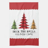 Rustikales Bauernhaus Buffalo Karo Weihnachtsbäume Geschirrtuch (Vertikal)