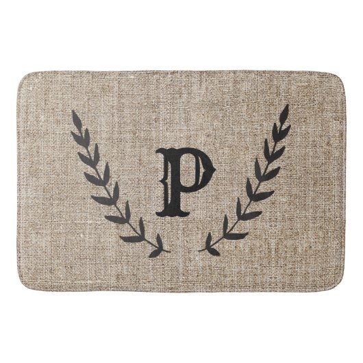 Rustikales Bauernhaus Burlap & Black Botanic Laure Badematte (Vorderseite)