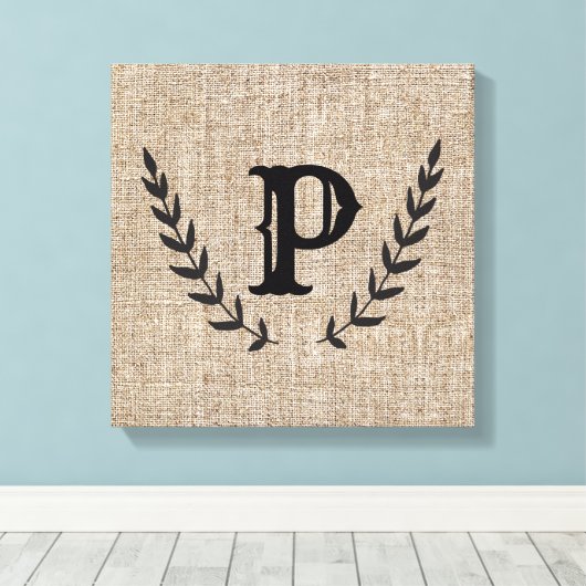 Rustikales Bauernhaus Burlap & Black Botanic Laure Leinwanddruck (Insitu (Holzboden))