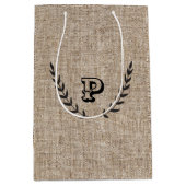 Rustikales Bauernhaus Burlap & Black Botanic Laure Mittlere Geschenktüte (Vorderseite)