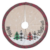 Rustikales Bauernhaus Burlap Buffalo Karierte Weih Fleece Weihnachtsbaumdecke (Vorderseite)