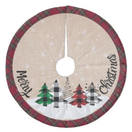 Rustikales Bauernhaus Burlap Buffalo Karierte Weih Fleece Weihnachtsbaumdecke