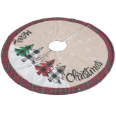 Rustikales Bauernhaus Burlap Buffalo Karierte Weih Fleece Weihnachtsbaumdecke (Schrägansicht)