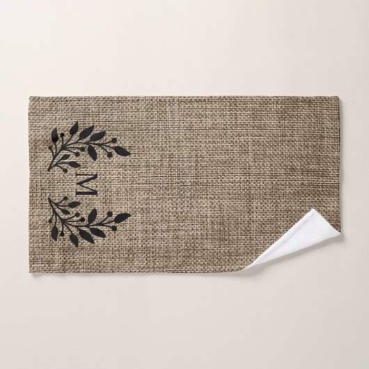 Rustikales Bauernhaus Burlap Laurel Monogram Handt Handtuch (Handtuch)